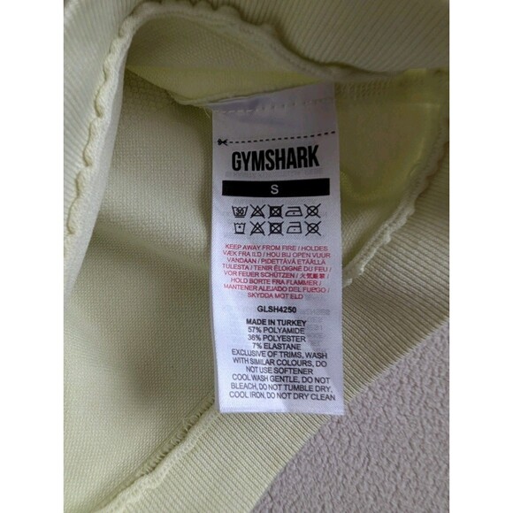 Gymshark Flex Cycling Shorts Yellow Small Logo High Waisted GL SH4250 Activewear - Picture 6 of 10